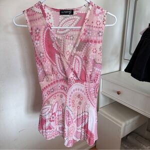 Vintage Pink and White Women's Blouse